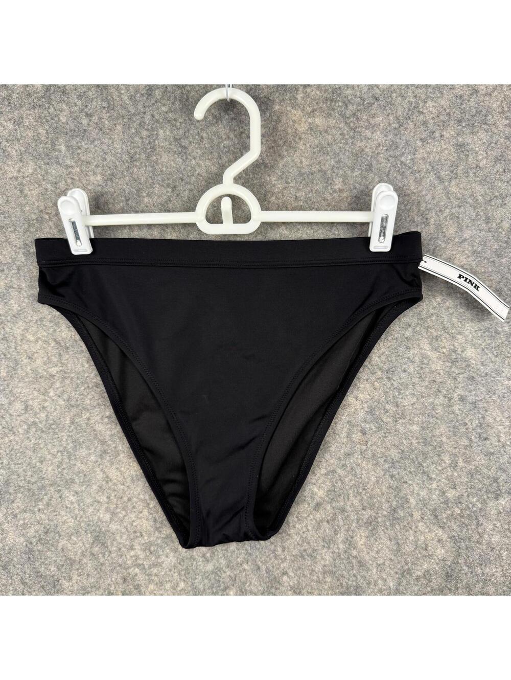 Pink by Victoria Secret Swimsuit Bikini Bottom Black Rhinestones Medium NWT 428
